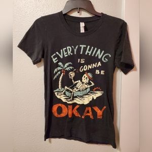 Everything is Gonna Be Okay Skeleton Islander Hippie T-Shirt XS Wicked Clothes